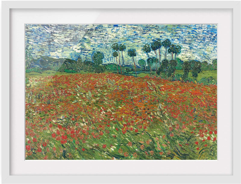 Bild mit Rahmen - Vincent Van Gogh - Mohnfeld - Rahmenfarbe Weiss, 50 x 70 cm 50cm x 70cm Weiss, 50c