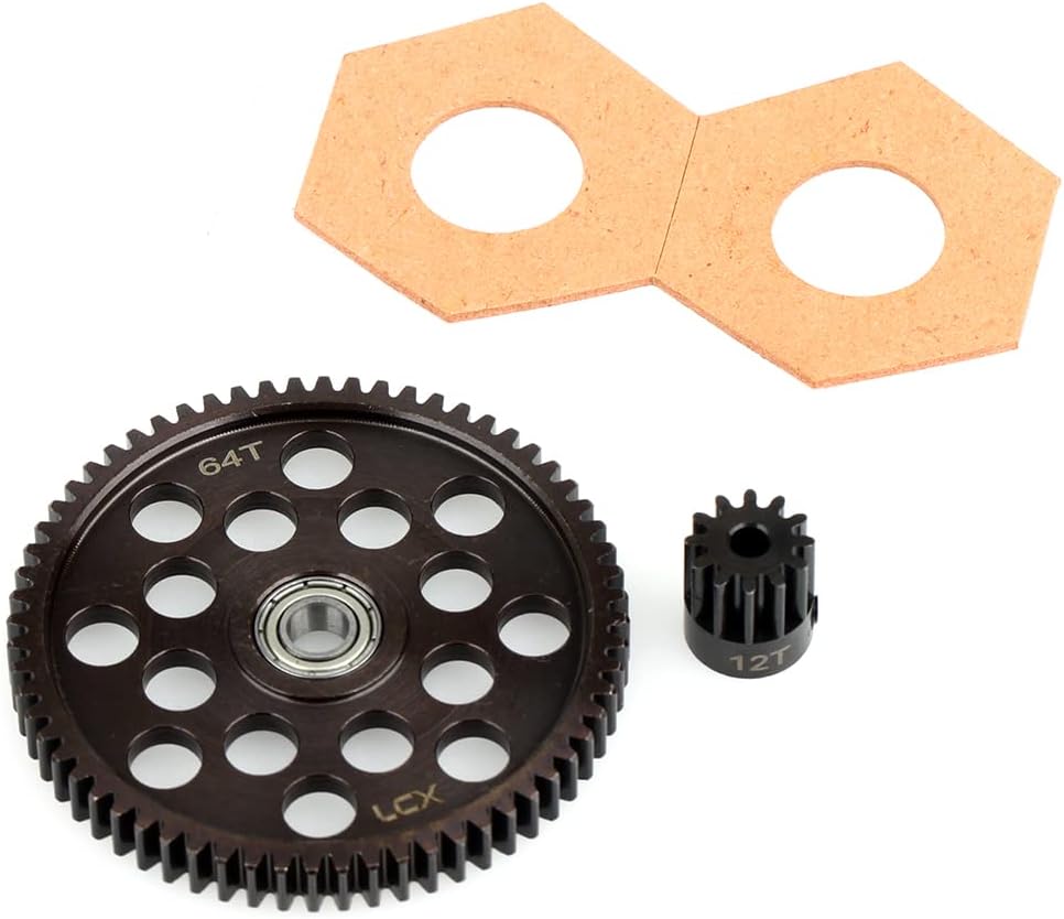 LCX Racing 1/10 RC Crawler Auto gehärteter Stahl 32P 64T Sporengetriebe mit 12T Ritzel Getriebe für