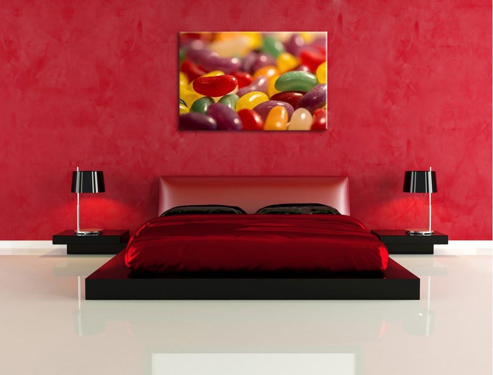 Pixxprint Bunte Süssigkeiten auf Leinwand, XXL riesige Bilder fertig gerahmt mit Keilrahmen, Kunstdr