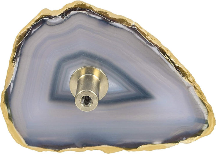 KYEYGWO 4 Stück Natürliche Farbe Achat Scheiben Möbelknöpfe mit Schraube, Unregelmässig Messing Schu