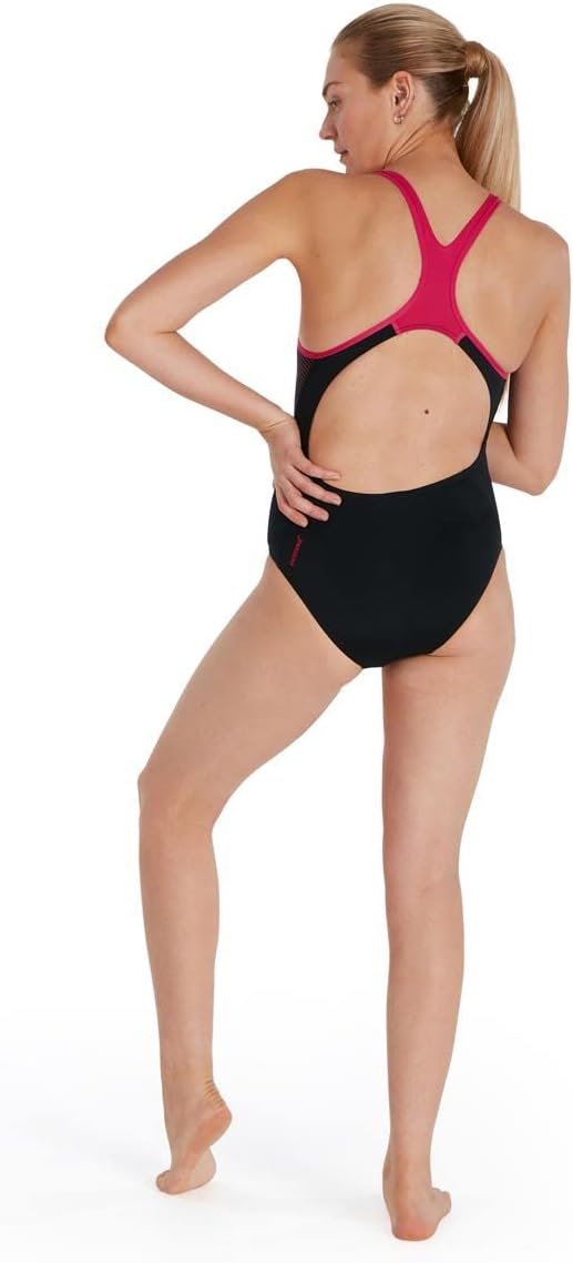 Speedo Damen Women's Plastisol Laneback Badeanzug Schwarz 42