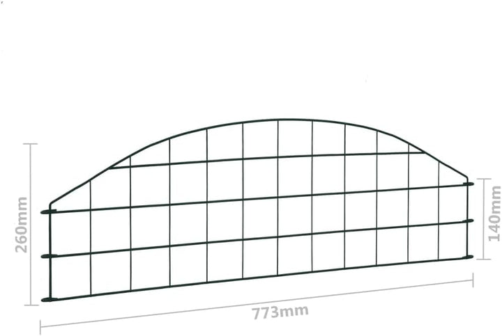 HOMIUSE Teichzaun-Set Oberbogen 77,3x26 cm Grün Gartenzaun Zaun für Hunde Gartentor Metall Zaun Gart