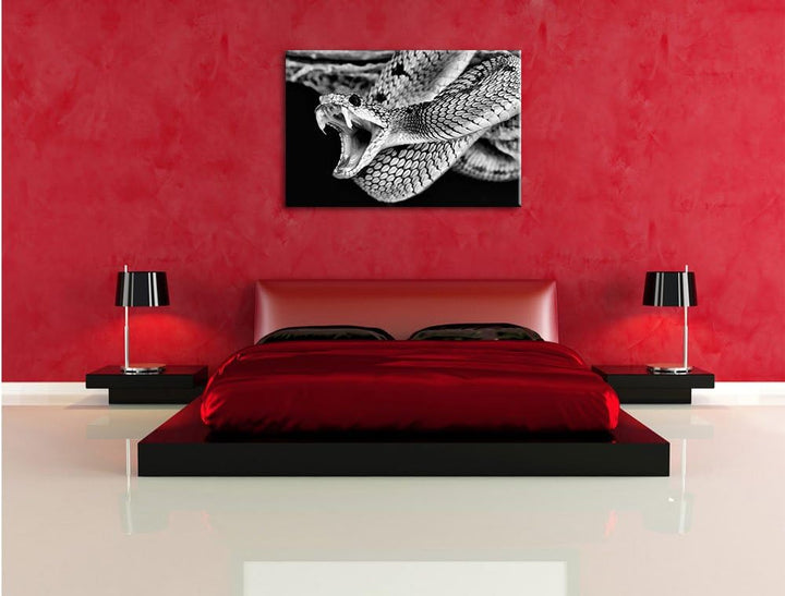 Pixxprint Giftige grüne Schlange als Leinwandbild/Grösse: 100x70 cm/Wandbild/Kunstdruck/fertig bespa