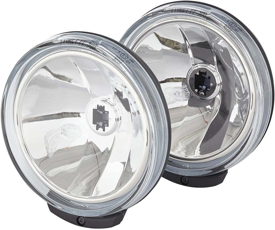 HELLA - FF/Halogen-Fernscheinwerfersatz - Comet FF 500 - 12V - rund - Anbau - glasklare Streuscheibe