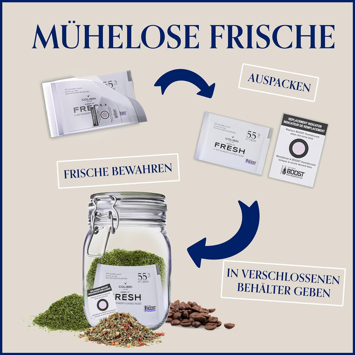 Colibri Fresh Feuchteausgleich-Pads - 12er Pack à 4g zur Lagerung von Zigarren, Musikblättern & mehr