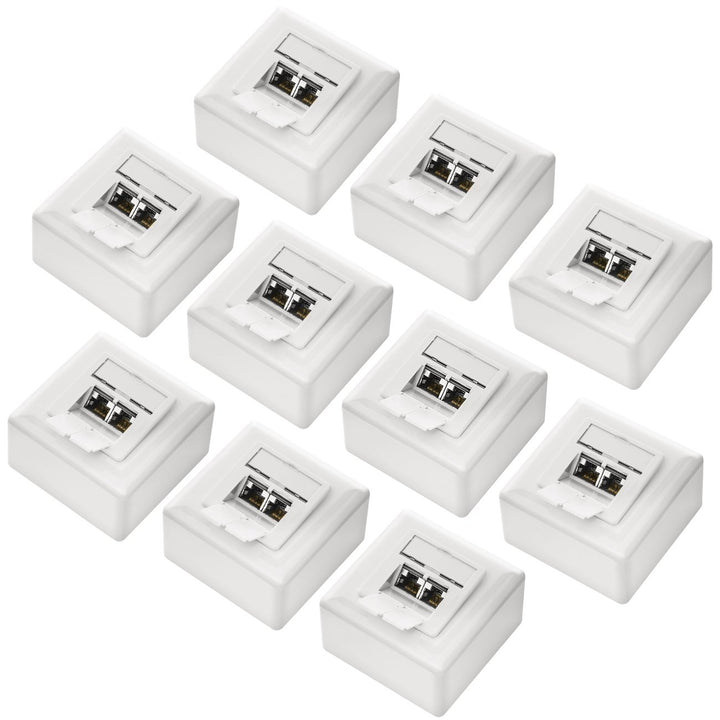 deleyCON 10x CAT6 Universal Netzwerkdose - 2x RJ45 Port - Geschirmt - Aufputz oder Unterputz - 1 Gig