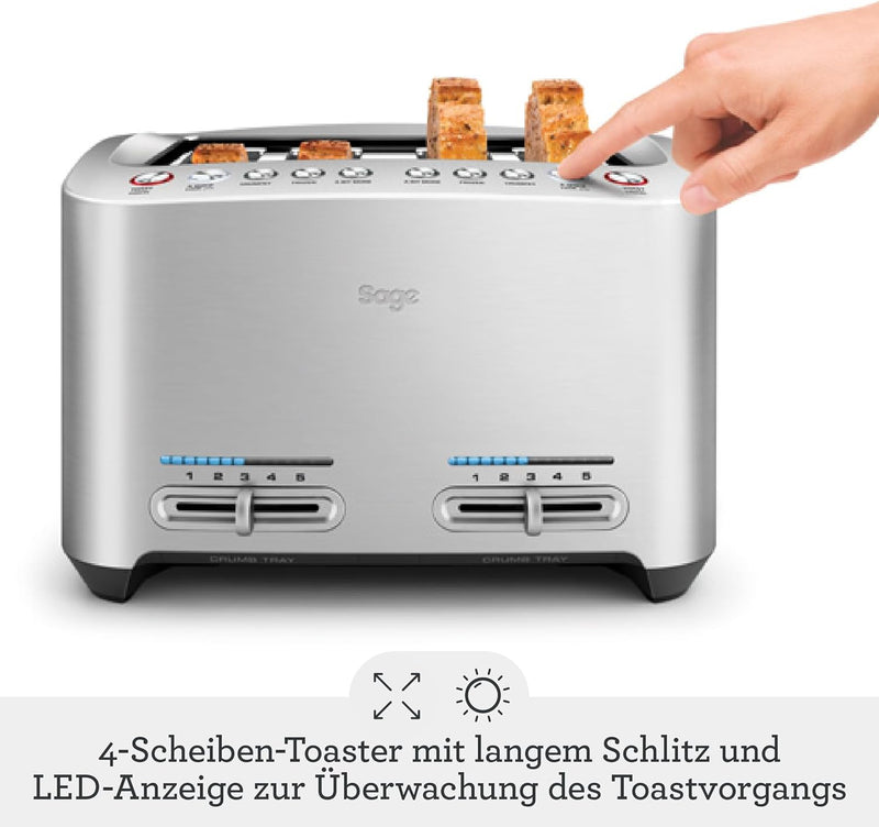 Sage - The Smart Toast 4-Slice Toaster, Gebürstetes Aluminium