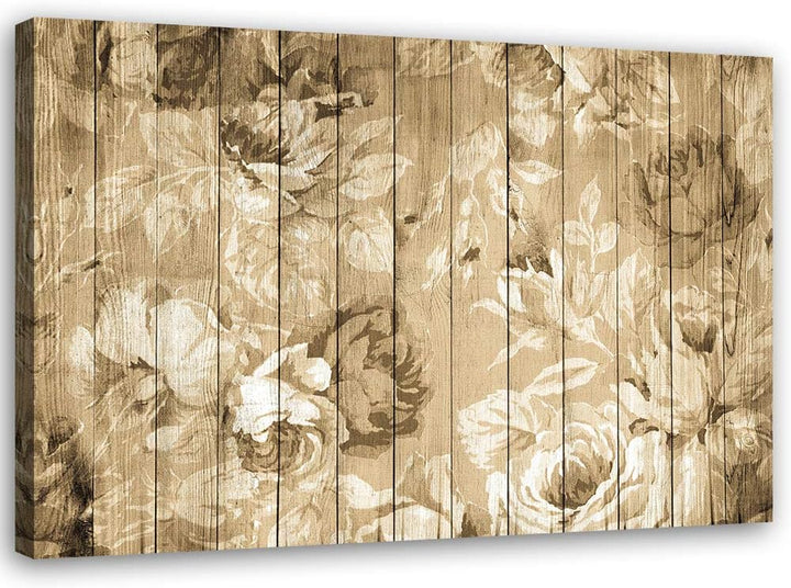 Feeby Bild auf Leinwand Blumen Kunstdruck modern rustikal Braun 80x60 cm Leinwandbild 80x60 cm Braun