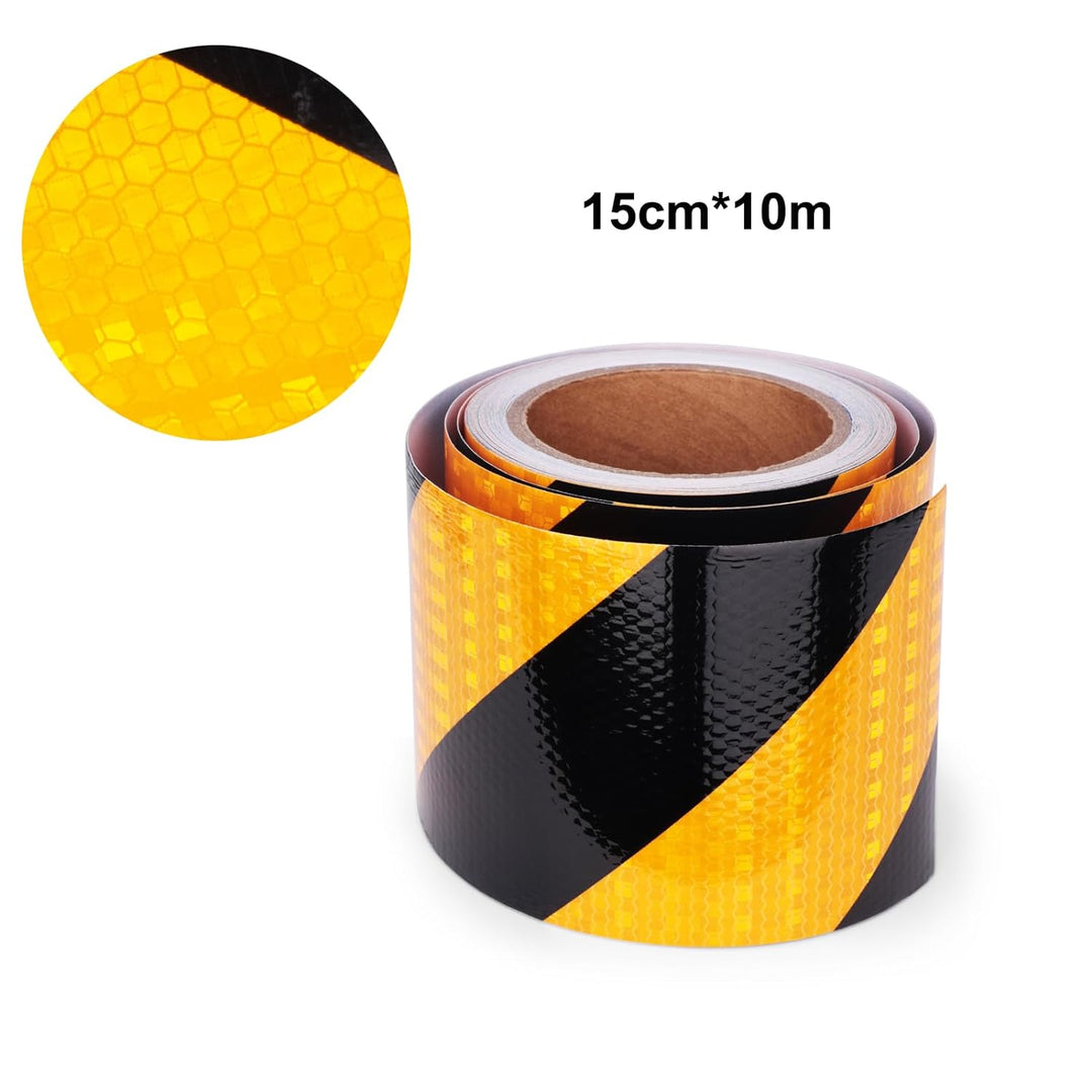 XFXIA Reflektierendes Klebeband, Gelb & Schwarz, 15 cm x 10 m, wasserdicht, reflektierendes Klebeban