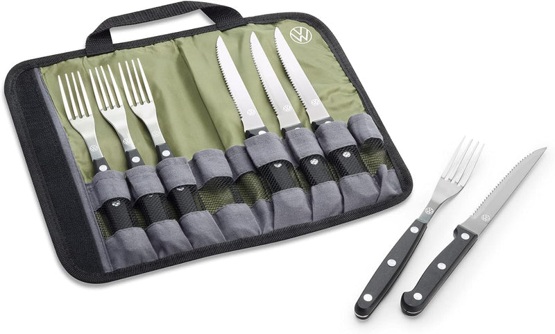 Volkswagen 7T0069607 Steakbesteck Besteck-Set 8-teilig Grillbesteck, in Tasche mit California Schrif