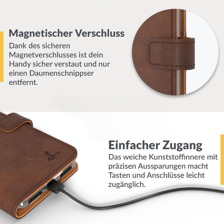 Snakehive iPhone SE 2022/2020 und iPhone 7/8 Hülle Leder | Stylische Handyhülle mit Kartenhalter & S