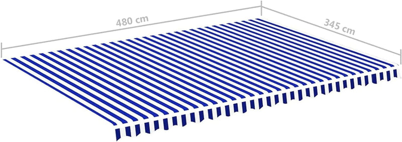 Gecheer Markisenbespannung Sonnenschutz Markisenstoff Markisentuch Markise Blau und Weiss 5x3,5 m