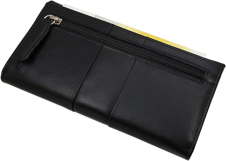 Grosse Elegante Rind-Nappa Leder Damen Geldbörse / Geldbeutel / Portemonnaie / Portmonaise / Geldtas