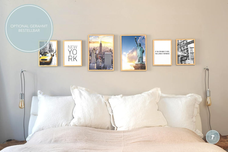 Papierschmiede® Mood Poster Set New York, Bilder Wohnzimmer Deko Schlafzimmer, 2x 30x40cm und 4x 20x