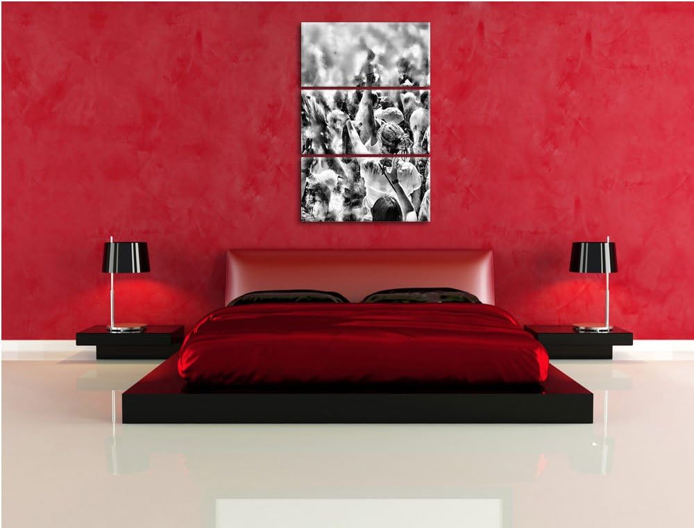 Pixxprint Monocrome, Farben Festival, Holi Indien 3-Teiler Leinwandbild 120x80 Bild auf Leinwand