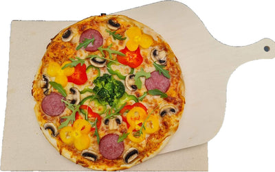 Pizzastein Brotbackstein Backofenplatte versch. Formate mit Holzschieber für Backofen, Grill & Smock
