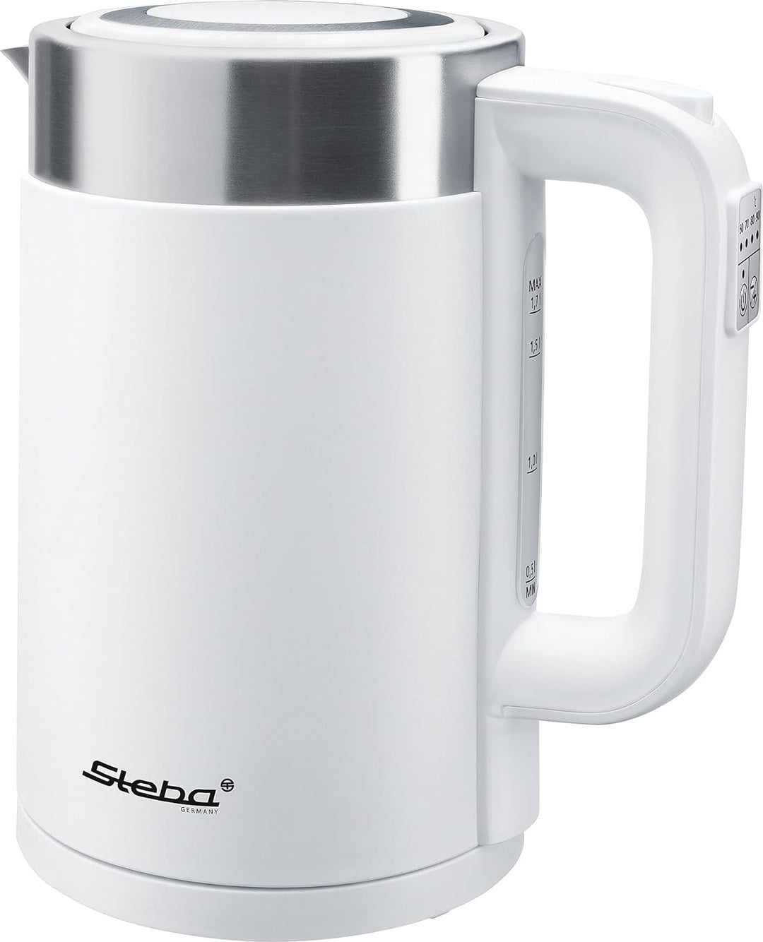 Steba Wasserkocher WK 11 Bianco | Temperatur einstellbar: 50, 70, 80, 90, 100?C | Doppelwandiges Geh