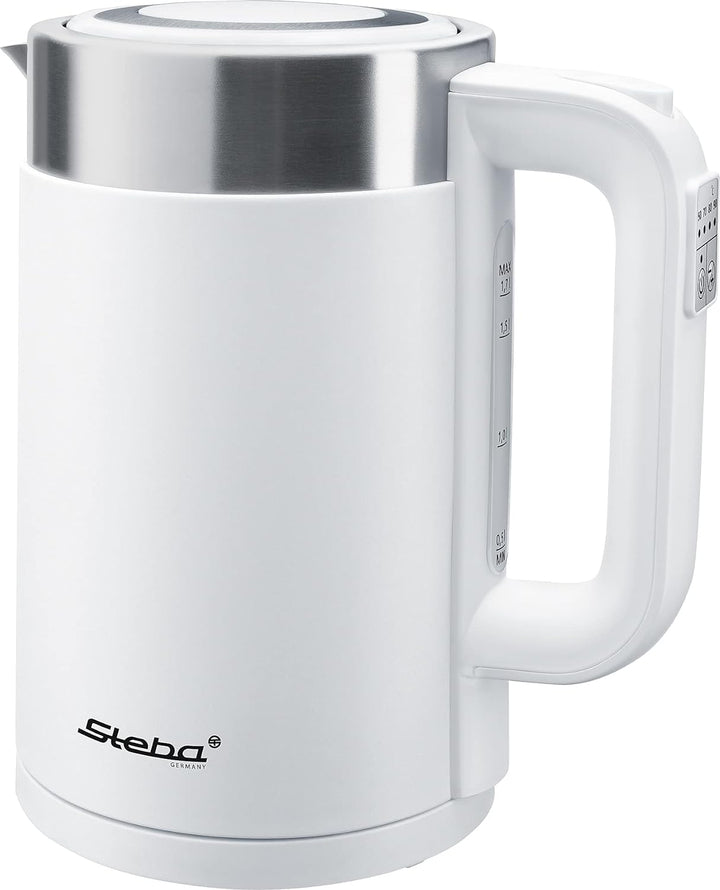 Steba Wasserkocher WK 11 Bianco | Temperatur einstellbar: 50, 70, 80, 90, 100?C | Doppelwandiges Geh