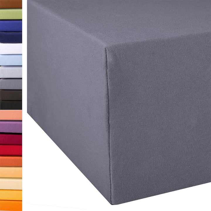 aqua-textil Exclusiv Spannbettlaken 200x220-220x240 cm dunkel grau Jersey Baumwolle 230g/qm Spannbet