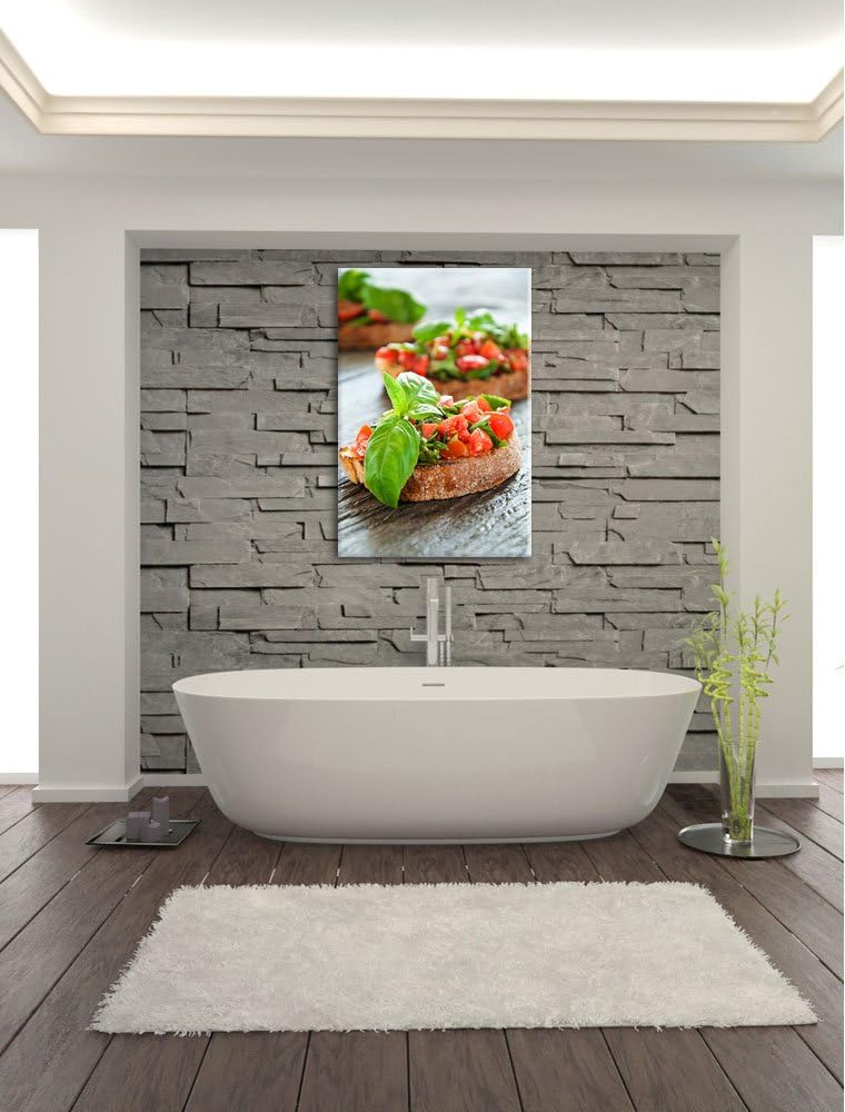 Köstliche Tomaten Bruchetta Format: 100x70 auf Leinwand, XXL riesige Bilder fertig gerahmt mit Keilr