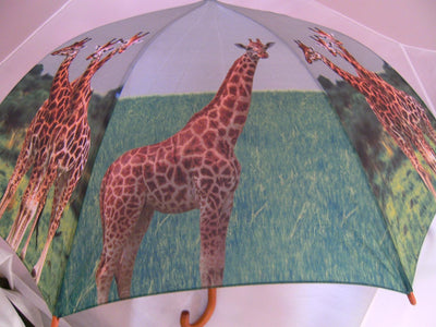 Cornelissen Regenschirm Giraffe mit Holzgriff, Automatikschirm, Stockschirm