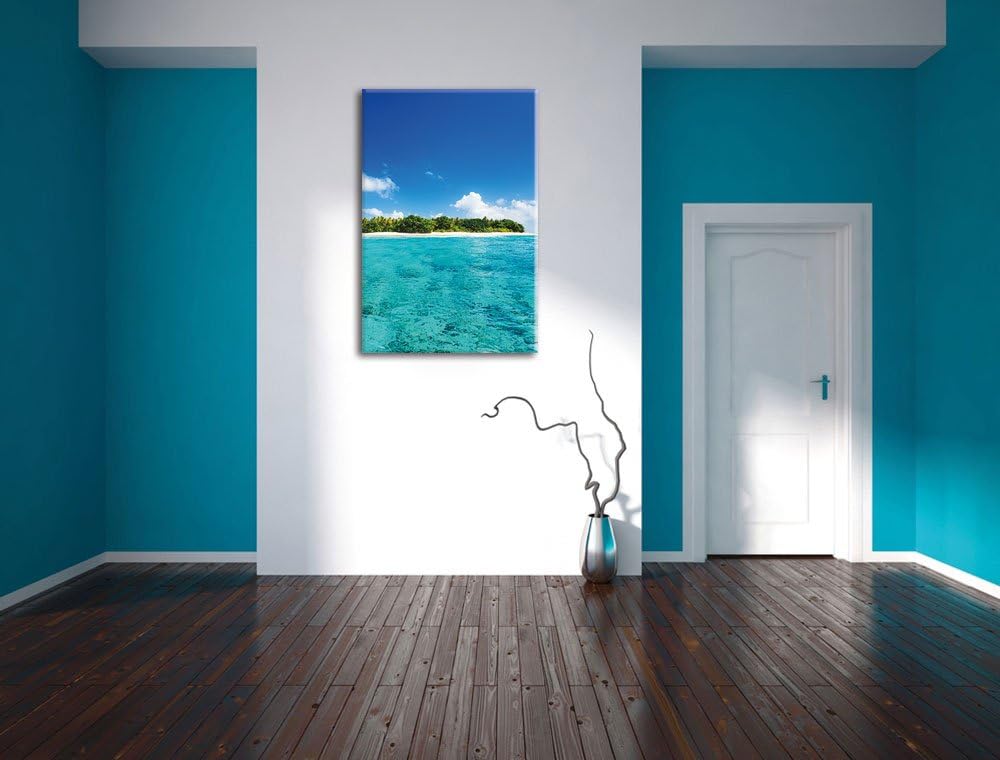 Pixxprint Malediven Traumstrand Meer als Leinwandbild/Grösse: 100x70 / Wandbild/Kunstdruck/fertig be