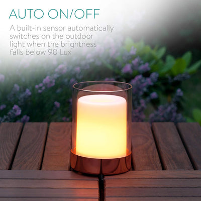 Navaris 2x LED Solar Gartenkerze - Kerzenschein Flackereffekt - Outdoor LED Kerzen Laterne - Garten