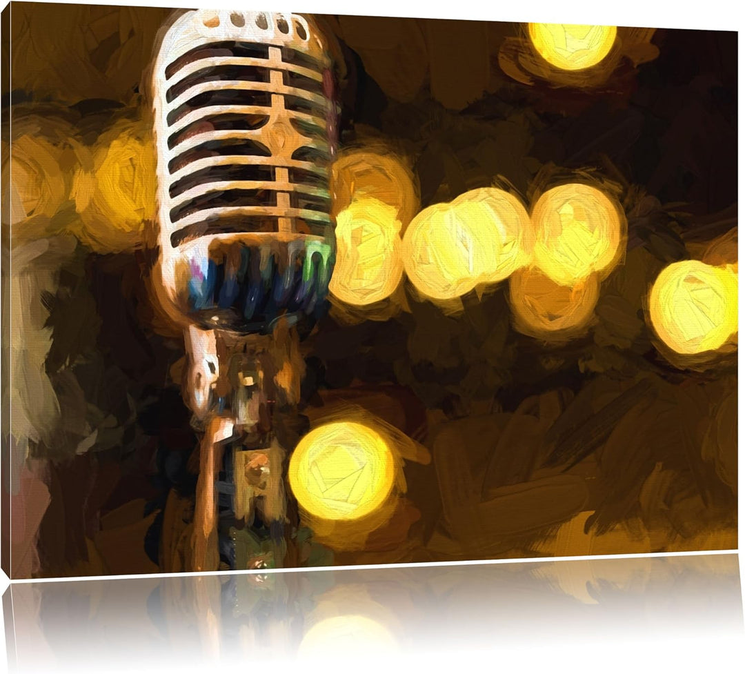 Pixxprint GmbH Mikrofon Rockabilly Retro, Leinwandbild, Kunstdruck, Keilrahmen, Motive, Poster, Form