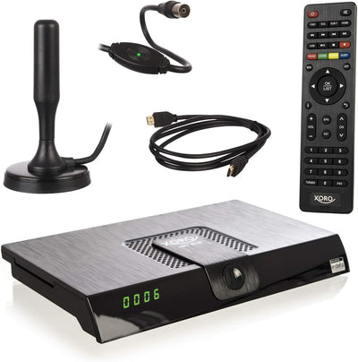 Xoro HRT 8720 KIT DVB-T2 Receiver (HDTV, 6 Monate freenet TV, PVR, aktive Zimmerantenne, 1,2m HDMI-K