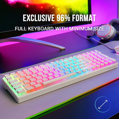 Mars Gaming MKULTRA, Mechanische Tastatur Weiss RGB, Kompakt 96%, Schalter Outemu SQ Rot, Portugiesi