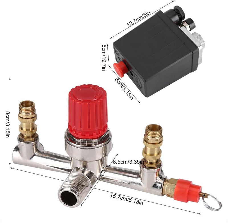 90-120 PSI Luftkompressor Druckregelschalter Ventilregler mit Doppelmessgeräten