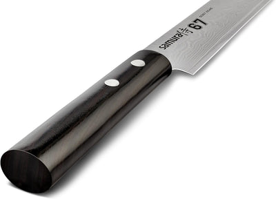 Samura Damascus Tranchiermesser, 67 Lagen Damaststahl, ultra-scharf, gross, 19,5 cm Klinge, Handgrif