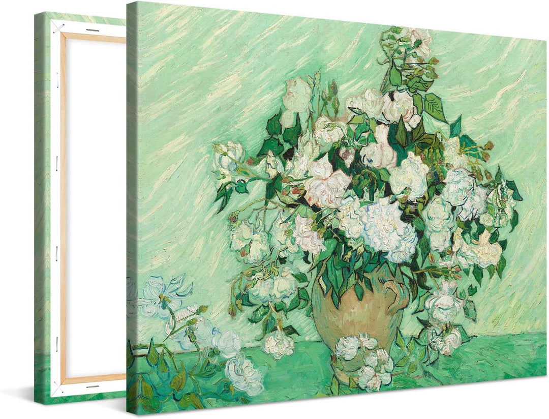 PICANOVA – Vincent Van Gogh Roses 80x60 cm – Bild auf Leinwand – Leinwandbild – Premium Leinwanddruc