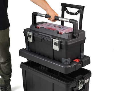 Keter 17181110 Werkzeugbox Master Pro Serie Cart + Tool Box, Kunststoff, rot/silber