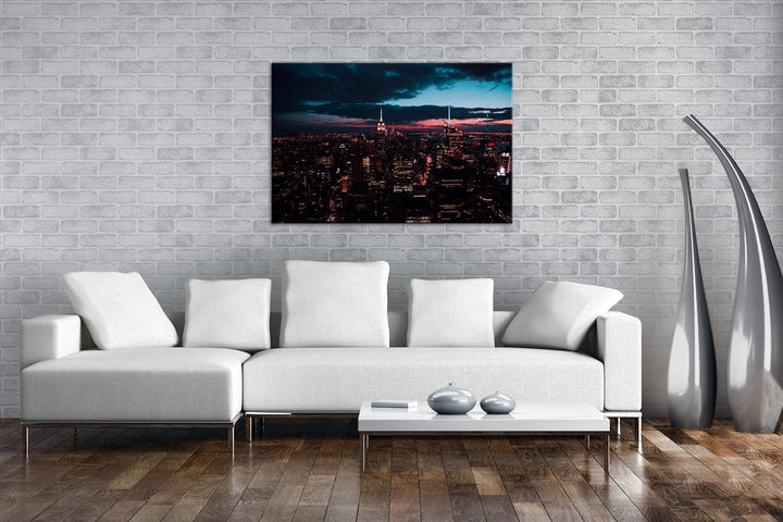 deyoli zauberhafte Skyline bei Nacht Format: 80x60 cm als Leinwandbild, Motiv fertig gerahmt auf Ech