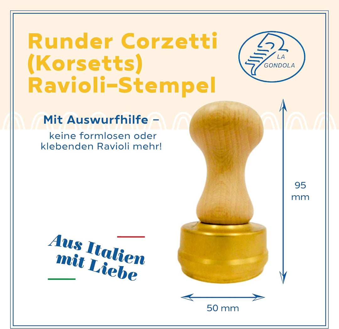 La Gondola Ravioli-Stempel - Rund Corzetti 50mm | Italienisches Pasta-Werkzeug für Zuhause und gewer