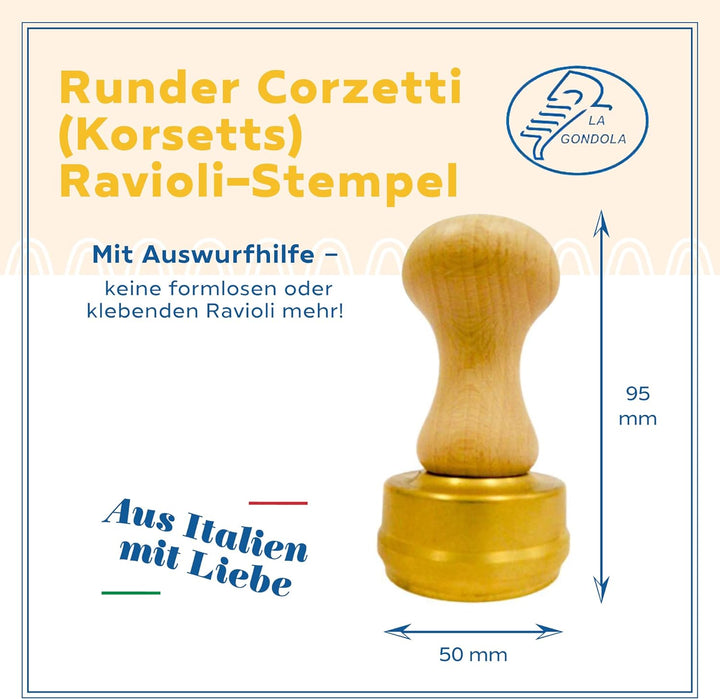 La Gondola Ravioli-Stempel - Rund Corzetti 50mm | Italienisches Pasta-Werkzeug für Zuhause und gewer