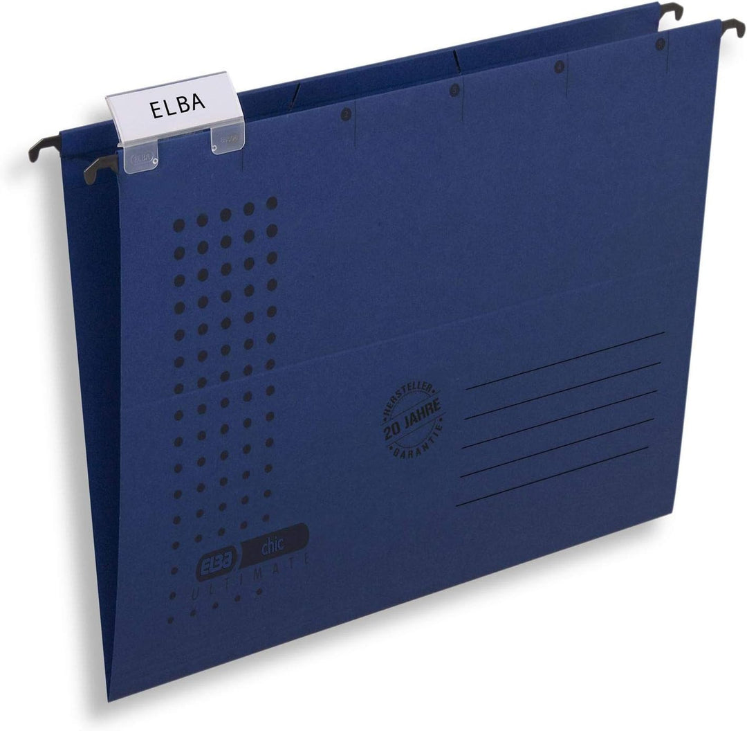 ELBA Hängemappe chic für A4, aus Karton, seitlich offen, dunkelblau, 25er Pack Hängemappe dunkelblau