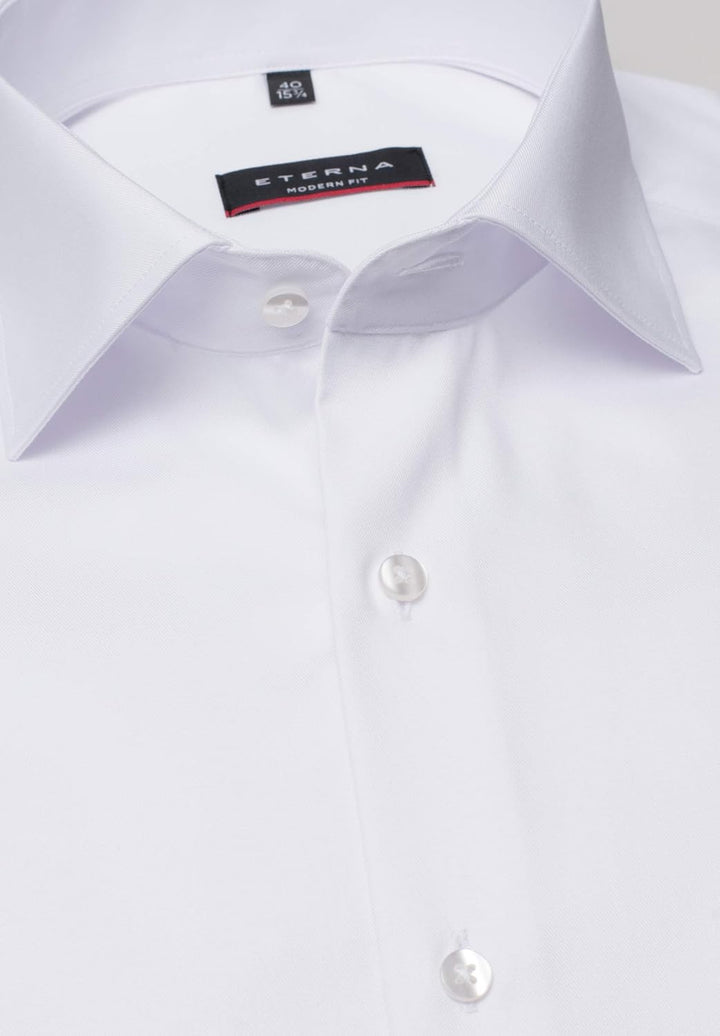 ETERNA Herren Langarmhemd Modern Fit Abdeckhemd Twill weiss Uni extra Langer Arm Hemd, 42