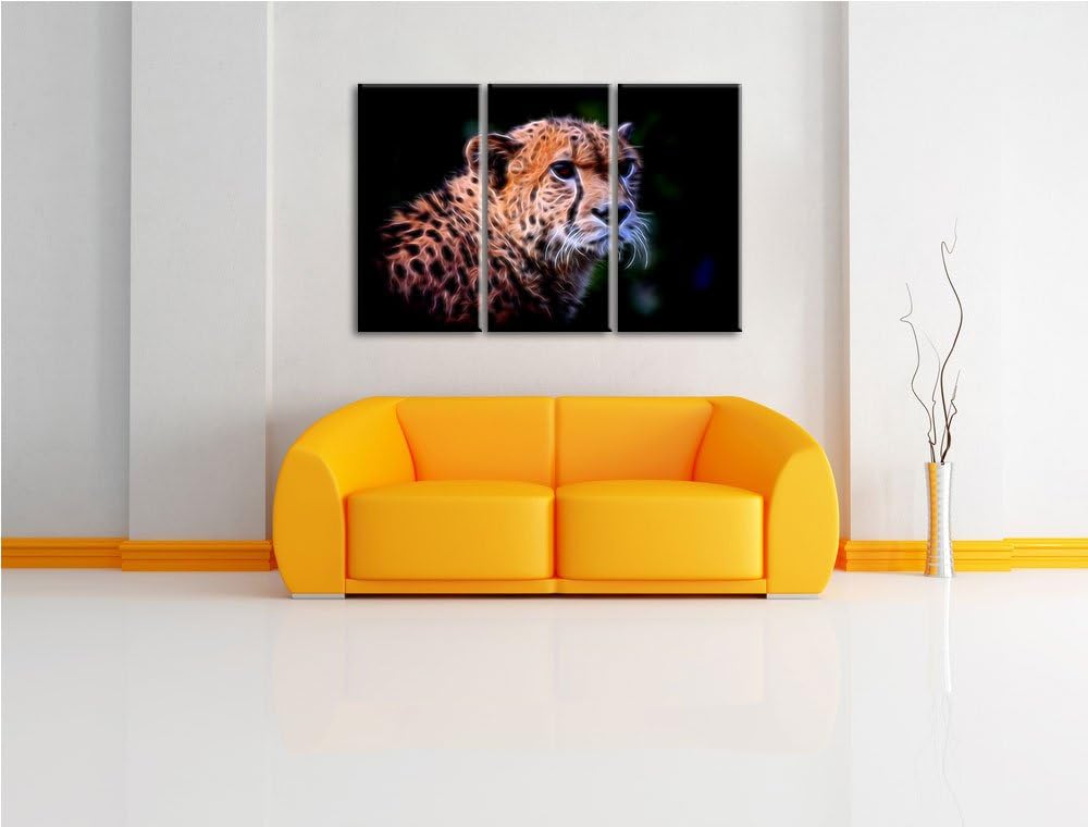 Dark bildschöner Gepard NewArt 3-Teiler Leinwandbild 120x80 Bild auf Leinwand, XXL riesige Bilder fe