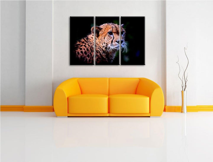 Dark bildschöner Gepard NewArt 3-Teiler Leinwandbild 120x80 Bild auf Leinwand, XXL riesige Bilder fe