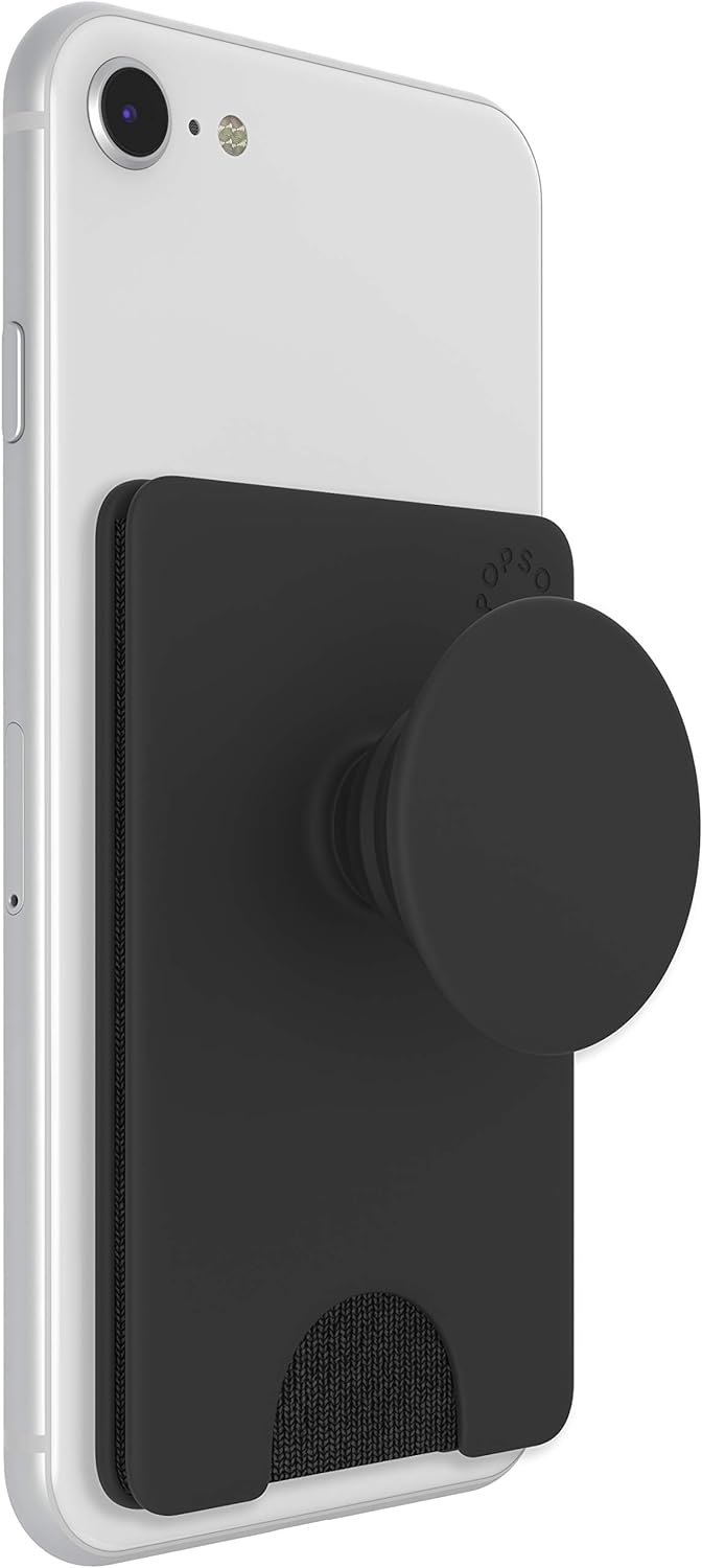 PopSockets PopWallet+ mit Integriertem Austauschbarem PopTop - Black, Black