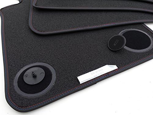 Fussmatten für BMW F30 F31 F80 M3 Premium Velours Automatten mit Doppelnaht Rot Blau 4-teilig Origin