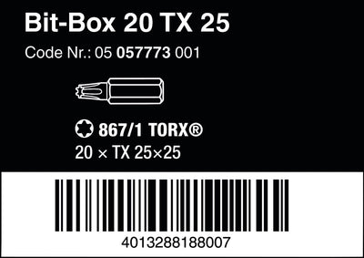 Wera 05057773001 Bit-Sortiment, Bit-Box 20 TX 25, 20-teilig & 05057770001 Bit-Sortiment, Bit-Box 20