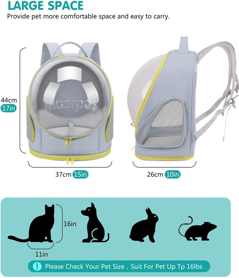 PETCUTE Katzentragerucksack,Haustier Rucksack Raumkapsel mit Herausnehmbarer Matte,Faltbar Rucksack