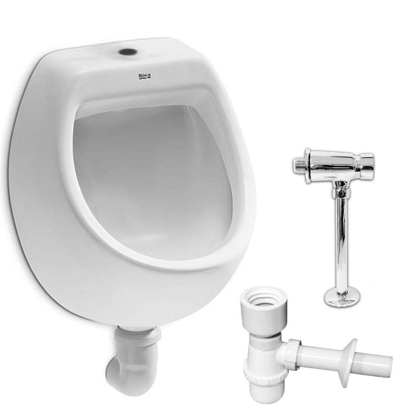 VBChome Urinal Zulauf Oben + Spülventil + Siphon Weiss Modern Hochwertig Keramik Pinkelbecken senkre