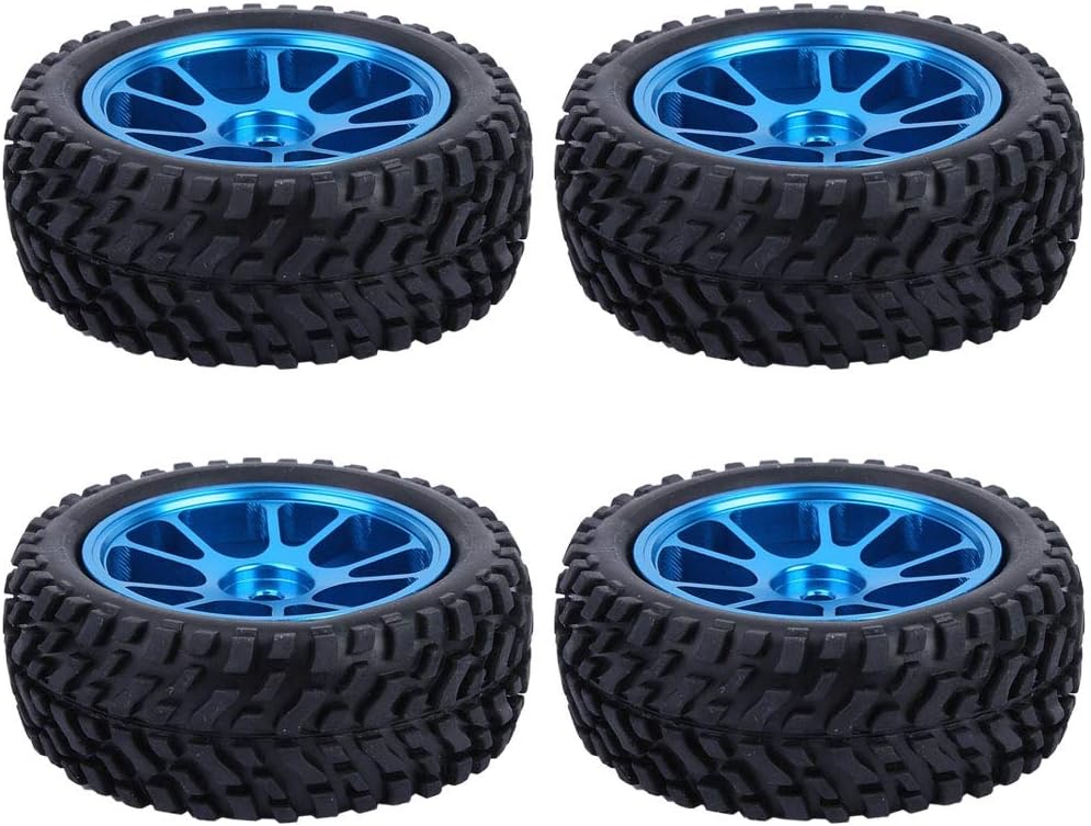 Drfeify RC-Autoreifen, 75-mm-Rallye-Reifen-Ersatzteil aus blauem Aluminium, kompatibel mit WL 1/18 A
