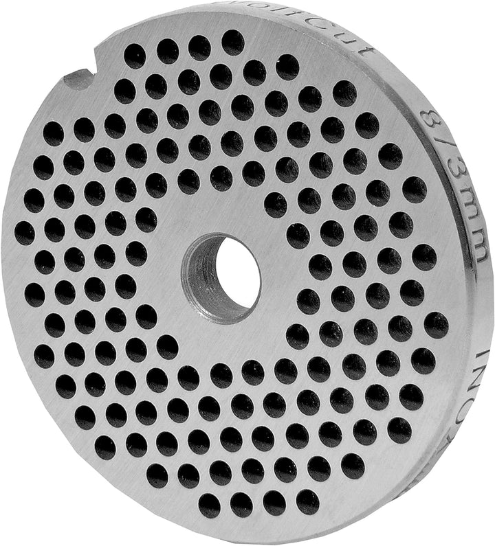 Wolfcut Lochscheibensatz kompatibel mit alle Fleischwolf Grössen 8 / 3MM + 8MM Bohrung und 1 Sichelm