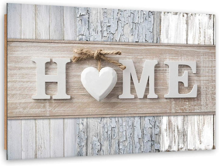 Wandbild XXL Home 120x80 cm Deko Kunst Bilder Wanddekoration Herz Wohnung Grau M15868 120x80 cm, M15