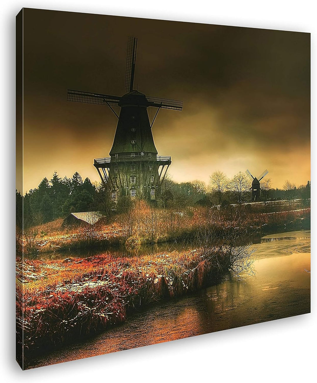 deyoli gigantische Windmühlen Format: 70x70 als Leinwandbild, Motiv fertig gerahmt auf Echtholzrahme